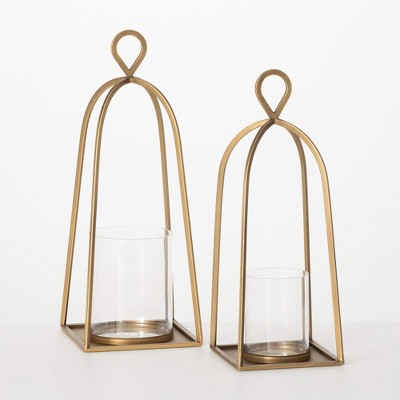 Sullivans 17.75" & 16" Lantern Candleholder Set of 2, Gold