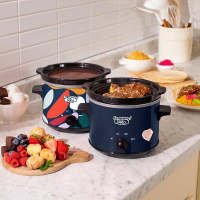 So Yummy By Bella 2.0qt Twin Set Slow Cooker Navy And Abstract Pattern ...