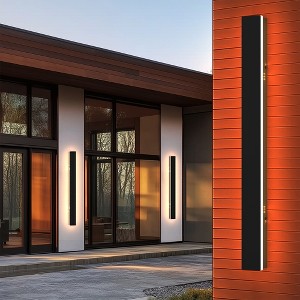 DORESshop 19W Waterproof Outdoor Wall Light with Integrated LED in Satin Black for Corridors, Gardens, Entryways, and Walkways - 1 of 4
