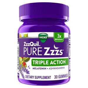 Vicks Triple Action Melatonin Pure Zzzs 30 ct - 1 of 4