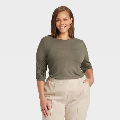 Women's Long Sleeve Brushed Knit T-Shirt - A New Day™
