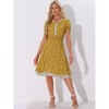 Allegra K Women's Floral Ruffle Neck Smocked Waist Short Sleeve Sundress - 2 of 4