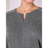 Hobemty Women's Zipper Neck Long Sleeve A-Line Midi Striped Dress with Pockets - 4 of 4