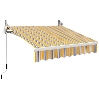 Outsunny Manual Retractable Awning Sun Shade Shelter for Patio Deck Yard with UV Protection and Easy Crank Opening