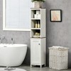 kleankin Tall Bathroom Storage Cabinet, Freestanding Tower Cabinet with 3 Open Shelves and Adjustable Shelf, Antique White - 3 of 4