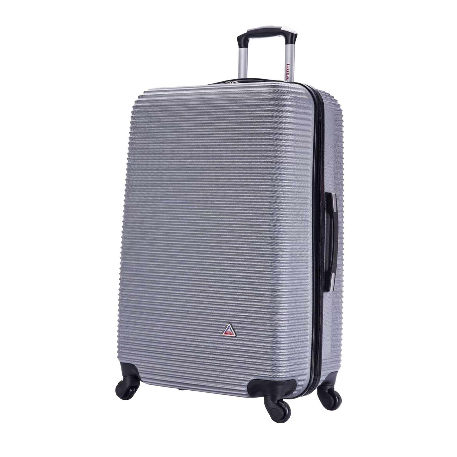 InUSA Royal Lightweight Hardside Large Checked Spinner Suitcase - Silver