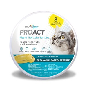 TevraPet ProAct Flea and Tick Collar for Cats, 8 Months of Flea and Tick Protection, Repels Mosquitos - 2ct - 1 of 4