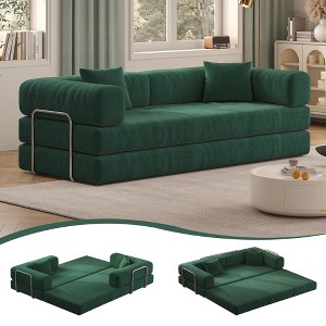 78.8'' Corduroy Modular Convertible Sectional Sofa Bed with Removable Backrest, Folding Seat Bag and Semi-Circular Armrests - 1 of 4