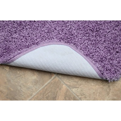 Purple Shaggy Nylon 3-Piece Washable Bathroom Rug Set