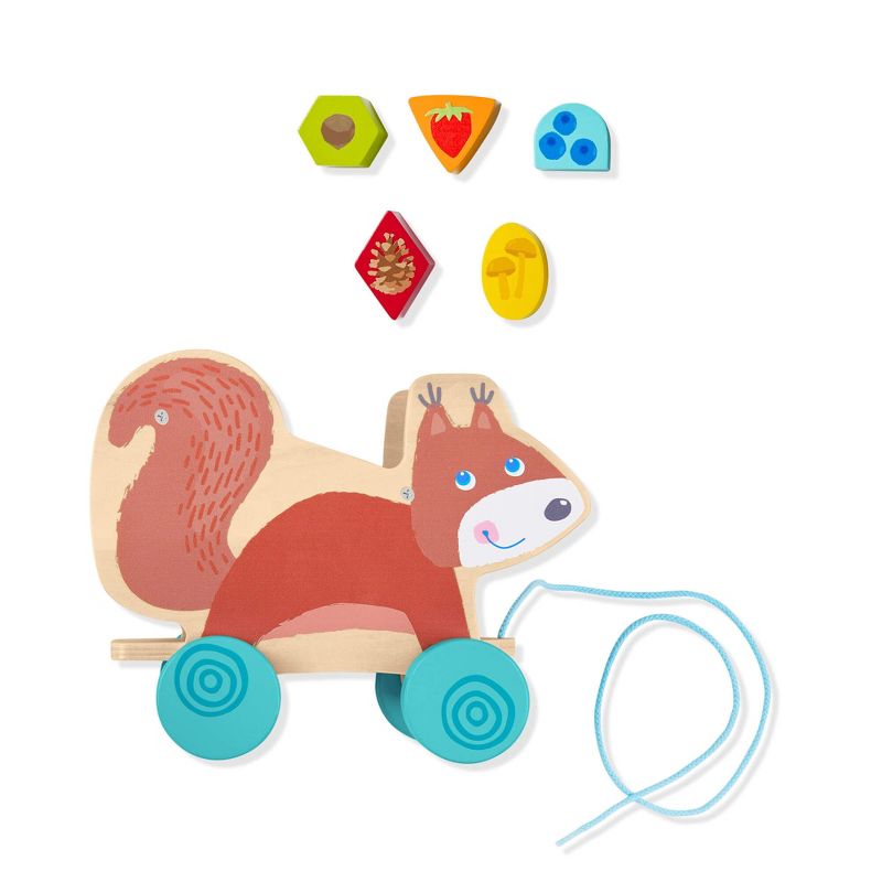 HABA Pulling Squirrel Wooden Shape Sorter and Pull Toy, 1 of 11