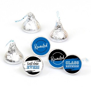 Big Dot of Happiness Reunited Blue - Royal Blue School Class Reunion Party Round Candy Sticker Favors - Labels Fits Chocolate Candy (1 sheet of 108) - 1 of 4