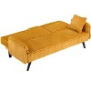 XIYUYEU Minimalist Multi-Functional Adjustable Sofa Corduroy Upholstered 2-seater Sofa with Retractable Cup Holder, Orange - 3 of 4
