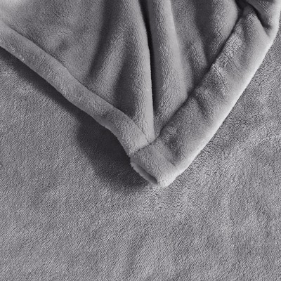 Twin Gray Plush Electric Heated Blanket with Controllers