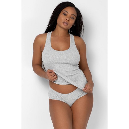 Smart & Sexy Comfort Cotton Rib Tank Top & Shorts Sleep Set Light Grey  Heather Large