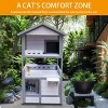 42 Inch Three Story Outdoor Cat House with Balcony Large Cat Shelter Weatherproof Outside Cat House with Drawer & Pvc Door -The Pop Home - 4 of 4