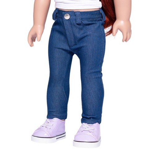 18 Doll BLUE Denim RIPPED LEGGINGS Custom Dark Wash Distressed Jeans  Designed to Fit 18 Inch Dolls 18 Inch Doll Ripped Jeans 