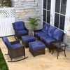 EAGLE PEAK Azure Bay 6 Pieces Wicker Outdoor Patio Furniture Set, Sofa and Rocking Chairs with Ottomans and Side Table - 2 of 4