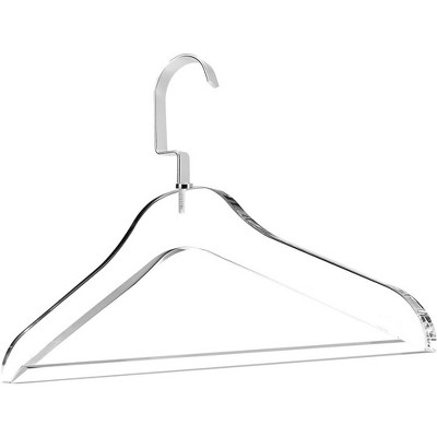 Clear Acrylic Heavy-Duty Suit Hangers with Chrome Hooks - 10 Pack