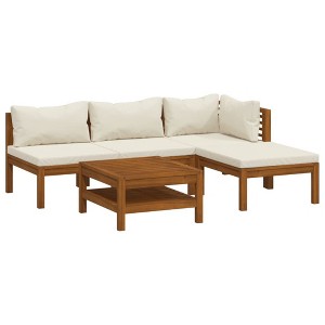 vidaXL Garden Lounge Set Cream Solid Acacia wood, 100% polyester Medium - 1 of 4