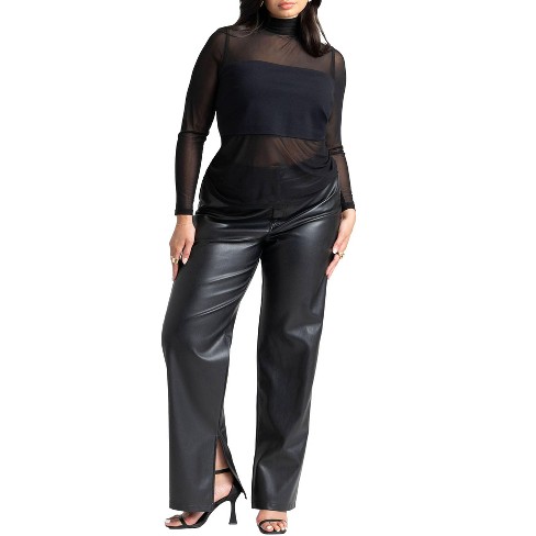 ELOQUII Women's Plus Size Slit Hem Faux Leather Pant - image 1 of 4