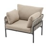 Lyngins Outdoor Accent Chair with Beige Plush Cushions, Rope Weave Design Patio Accent Chair/Lounge Chair, Weather-Resistant Powder-Coated Iron Frame - 4 of 4