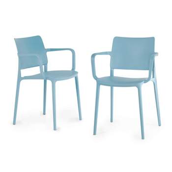 WRGHOME Garden Modern Outdoor/Indoor Plastic Resin Stacking Patio Dining Chairs (Set of 2)