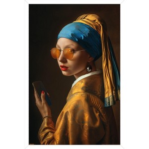 Trends International Reinders: Master Twist - Modern Pearl Girl Framed Wall Poster Prints - 1 of 4