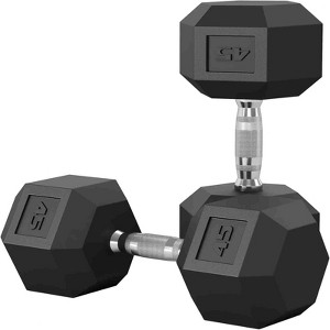 COZONY Hex Dumbbell Pair, Cast Iron Core, Rubber Coated, Textured Steel Handles for Strength Training - 1 of 4