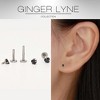 Small Heart Solitaire Flat Back Stud Earrings Body Piercings by Ginger Lyne 2 Sets 3mm CZ Stainless Steel 16g 6mm and 8mm Lengths - 2 of 4