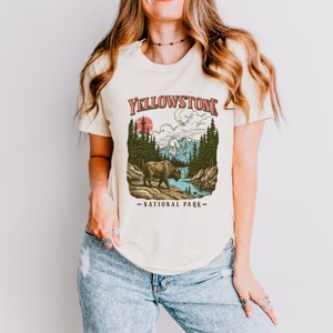 Simply Sage Market Yellowstone National Park Buffalo Short Sleeve Tee - L - Cream - 1 of 4