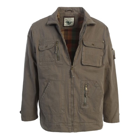 GIOBERTI Men's 100% Cotton Casual Outerwear Twill Multi Pocket Cargo Shirt Jacket, Navy, L