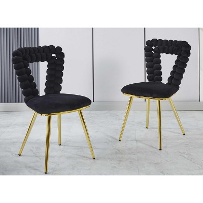 LOVMOR Modern chair with iron tube legs, soft cushions and comfortable backrest, suitable for dining room, living room, cafe,hairball back
