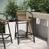 Emma & Oliver Soie Indoor/Outdoor Stacking Thonet Bistro Style Chair with Arms, PE Rattan Seat and Bamboo Finished Metal Frame - 2 of 4