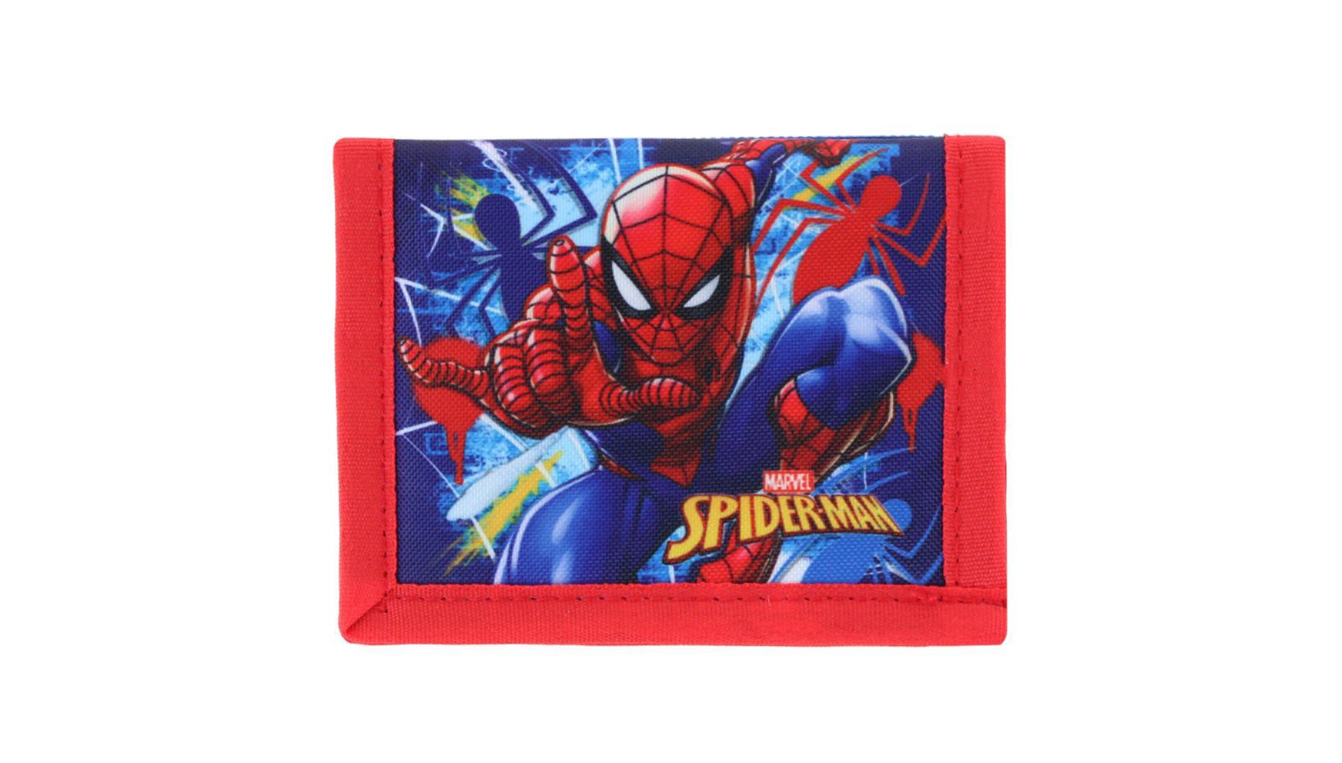 CTM Kid's Marvel Spiderman Power Hook & Loop Closure Bi Fold Wallet, Blue