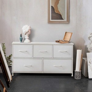SKRAN Dresser For Bedroom, Storage Drawers, Tall Large Fabric Storage Tower Organizer With Metal Frame Wooden Top For Nursery - 1 of 4