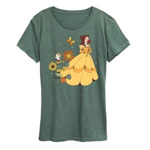 Women's - Disney Princess - Belle And Chip Flower Power Short Sleeve Graphic T-Shirt - 1 of 4