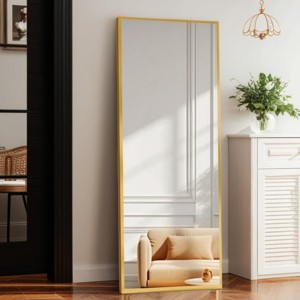 SEVOBAL 57"x20" Full Length Mirror with Stand Shatterproof Floor Mirror with Aluminum Frame for Bedroom and Entryway, Gold, 149"*59.3"*3.6" - 1 of 4