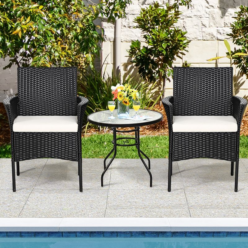 Costway 2PCS Chairs Outdoor Patio Rattan Wicker Dining Arm Seat With Cushions, 1 of 11