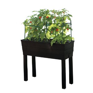 Emsco 10pc Rectangular Resin Outdoor Planter Boxes Charcoal Gray 13.25"x33"x28.75" - 1 of 4