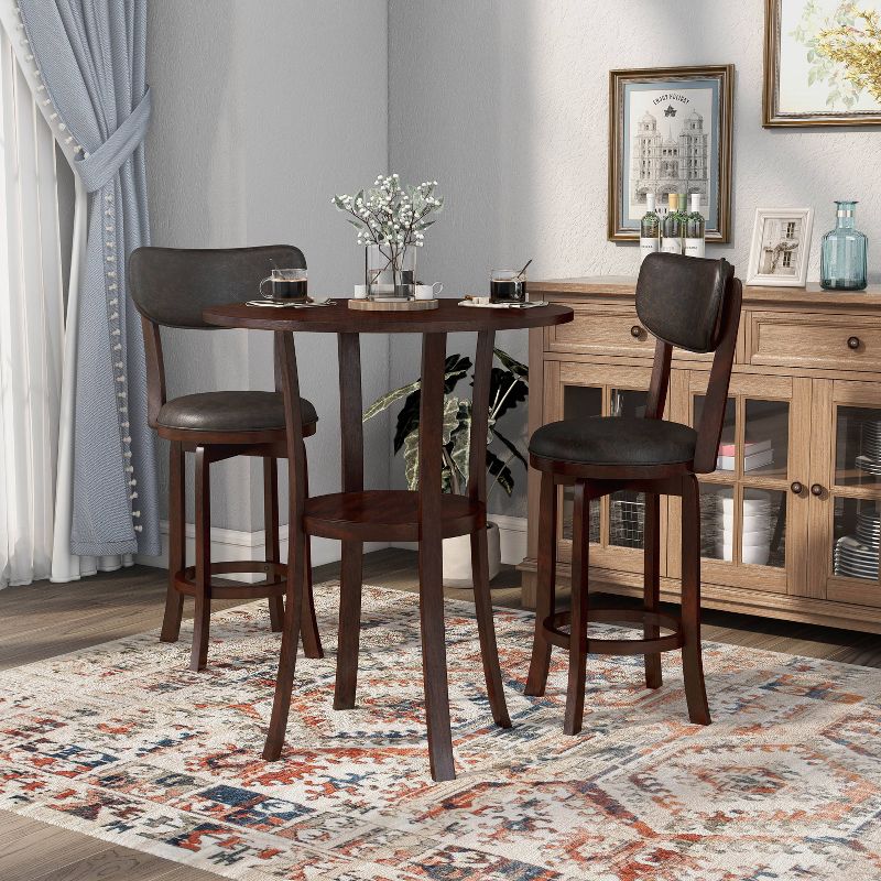 3pc Singhe Transitional Counter Height Dining Set Brown/Espresso Cherry - HOMES: Inside + Out, 3 of 14