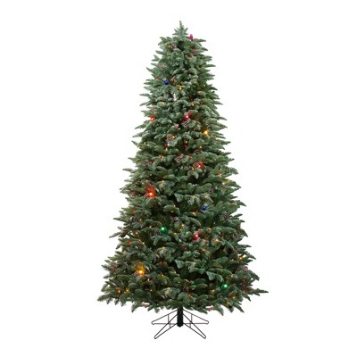 Northlight 7.5' Prelit Artificial Christmas Tree Slim Flocked Dunton Spruce - Multi-Color Lights