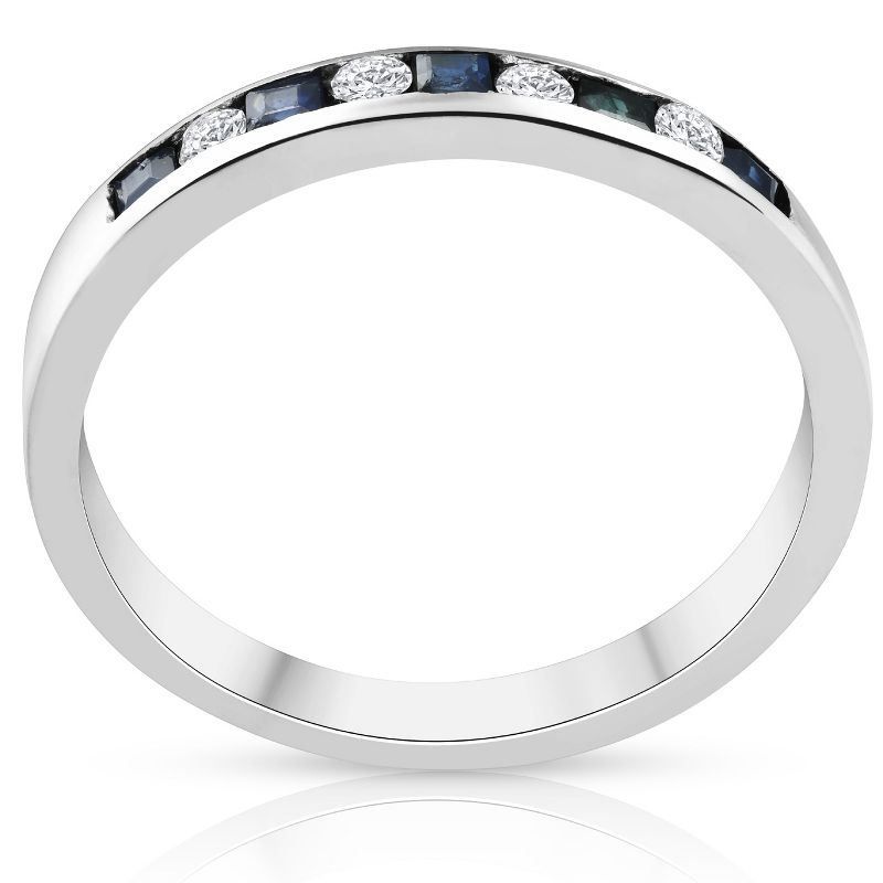 Pompeii3 1/2ct Princess Cut Sapphire & Diamond Wedding 14K White Gold Ring, 4 of 6