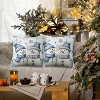 Lomsoe 2pcs Christmas Throw Pillow Covers - Snowman Blue Hat Scarf Snowflake Designs, Zip Closure, Holiday Decorative Cushion Case for Bedroom Sofa - 2 of 4