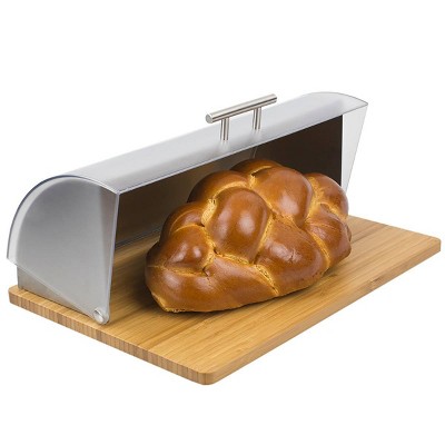 Wood Bread Box with Plastic Lid - Home Basics