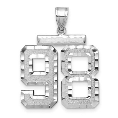 Black Bow Jewelry 14k White Gold, Varsity Collection, Large D/C Pendant, Number 98