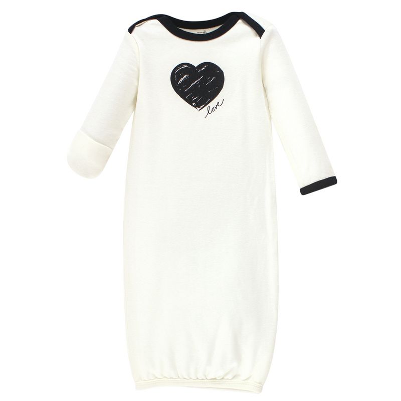 Touched by Nature Baby Girl Organic Cotton Long-Sleeve Gowns 3pk, Heart, 0-6 Months, 5 of 6