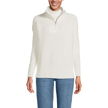 Lands' End Women's Drifter Cotton Quarter Zip Pullover Sweater