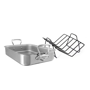 Mauviel M'Cook 5-Ply Polished Stainless Steel Roasting Pan With Rack, And Cast Stainless Steel Handles, 15.7 x 11.8-in, Made In France - 1 of 4