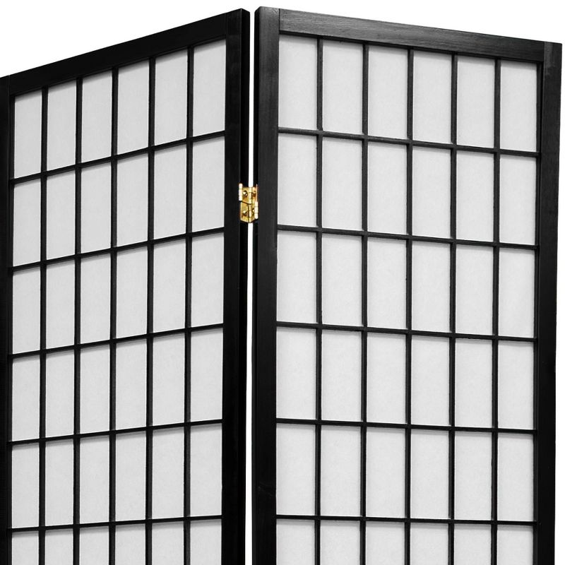 5 ft. Tall Window Pane Shoji Screen - Black (6 Panels), 4 of 6