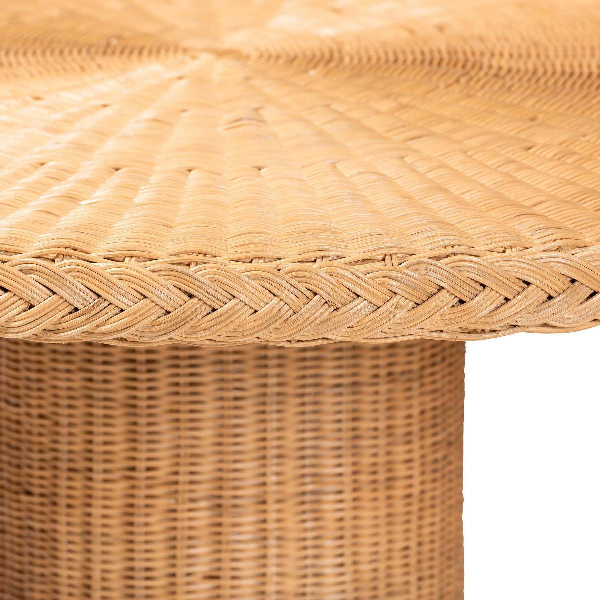 bali & pari Farrow Bohemian Braided Rattan Dining Table Light Honey - thumbnail 2